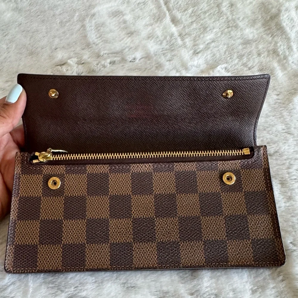 Louis Vuitton Damier Ebene Accordeon Long Wallet with Chain. P0230 - Picture 12 of 17